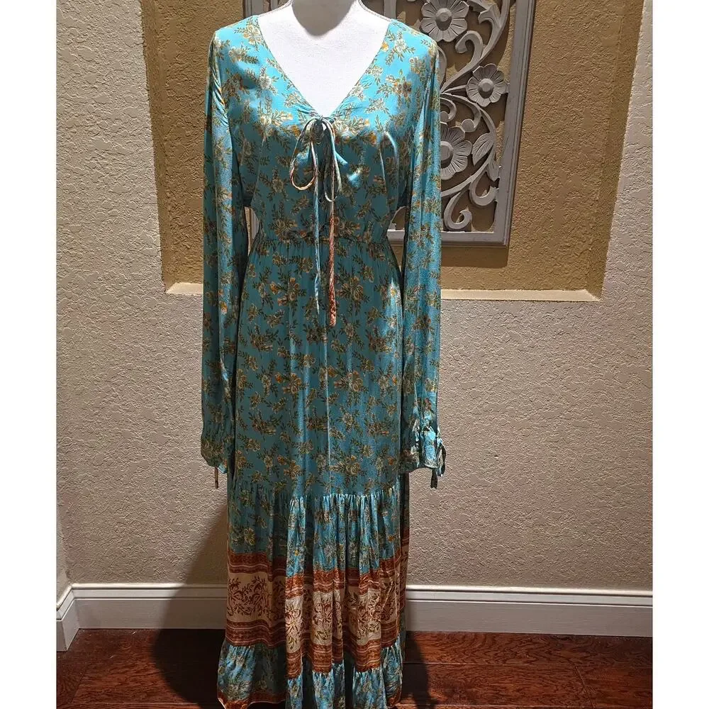 Unbranded Boho Romantic Maxi Dress XL Floral Cottagecore Prairie Tiered Flowy - Picture 3 of 11